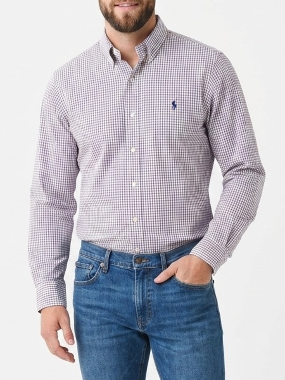 Polo Ralph Lauren Custom Fit Button Down Shirt Men’s Large Red Blue Long Sleeve